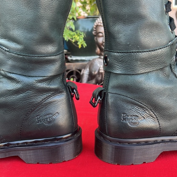 Dr. Martens Triumph Floral Tall 12 Eye Lace Up Mirage Black / Dark Green Boots - Picture 13 of 16